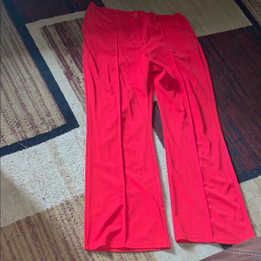 Fashion Nova Wide Leg Pants in Bright Red